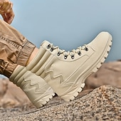 tanie Buty trekingowe-Męskie buty sportowe z wysoką cholewką ze skóry syntetycznej, do noszenia na co dzień | podeszwa antypoślizgowa do wędrówek pieszych i codziennego noszenia