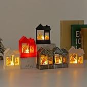 cheap Indoor Christmas Lights-1 Pc 12.2 * 8.9CM Christmas retro small house shaped LED electronic candle night light desktop Christmas style ornament light LR1130 * 3 battery