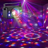 abordables Luces de proyector-Luces de fiesta 4 en 1, bola de discoteca para DJ con sonido activado y 6 colores de iluminación, lámpara estroboscópica LED para escenario, para casa, sala interior, fiestas de baile, karaoke, club,