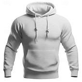 levne pánské základní mikiny s kapucí-Pánské Kapuce Černá Bílá Žlutá Světlá růžová Fialová Kapuce Bez vzoru Kapsy Sporty a outdoor Denní Dovolená Polyester Šik ven Základní Na běžné nošení Jaro Podzim Oblečení Mikiny s kapucí Mikiny