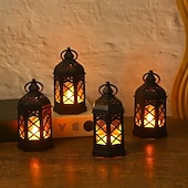 cheap Indoor Christmas Lights-6pcs Christmas Retro Lantern LED Candle Light Battery Powered Creative Lantern for Halloween Christmas and New Year Holiday Party Bedroom Living Room Window Bar Decorations