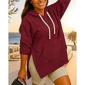 economico Felpa &amp; Sweatshirt-Per donna Felpa con cappuccio Felpa pullover Manica Lunga Top Athleisure Autunno Tinta unita Con tasche cascante Extra large All&#039;aperto Viaggio Vacanze abbigliamento sportivo Abbigliamento sportivo