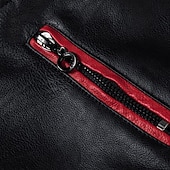economico Giacca in ecopelle-Per uomo Giacca in Ecopelle Giacca da Biker Giacca da Moto Vacanza Quotidiano Antivento Patchwork Tasca Primavera Autunno Semplice Moda Classico Collo alla coreana Regolare Nero Bianco Rosso Marrone