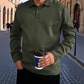 preiswerte Klassisches Poloshirt für Herren-Herren Poloshirts Golf Poloshirts Geschäft Lässig Revers Klassisch Langarm Mode Basic Einfarbig Texture Jacquard Herbst Winter Ganzjahres Lässiger Schnitt Schwarz Weiß Grau Marineblau Khaki Armeegrün