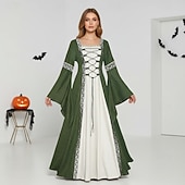 levne Šaty-Retro Středověké Renesanční Šaty Fancy kostým Viking Keltský rytíř Maškarní kostým Dámské Keltské předvečer Všech svatých Karneval Výkon LARP Ren Faire Dospělé Šaty