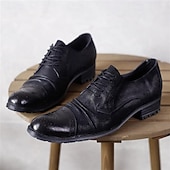 economico Scarpe Eleganti Classiche-scarpe eleganti da uomo in vera pelle, modello Oxford – scarpe formali da lavoro con lacci, stile brogue vintage, per ufficio, matrimoni ed eventi serali
