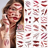 20pcs Halloween Funny & Scary Face Stickers for Adults Body and Facial Decorations Costume Party Pranks Spooky Face Stickers Costume Accessories Horror Makeup Gothic Decorations Easy Applicatio4