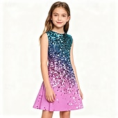 economico Abito 3D Shining Vision-vestito natalizio per bambine, vestito con grafica 3D, senza maniche, stampa 3D, estivo, primaverile, per le vacanze, quotidiano, carino, casual, dolce, per bambini dai 3 ai 10 anni, vestito con spalline, vestito a trapezio, sopra il ginocchio, vestibilit