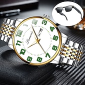cheap Quartz Watches-The New Stainless Steel Digital Large Dial Fashionable Men'S Business Watch With Ipx7 Water Resistance Luminous Calendar Day Display Casual Quartz Watch Simple And Versatile Men'S Sports Wristwatch