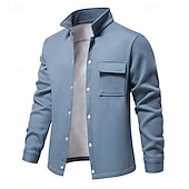 preiswerte Lässige Jacken-Herren Waffeljacke Fleecejacke Cargo-Jacke Freizeitjacke Urlaub Täglich Warm Tasche Herbst Winter Einfach Mode Klassisch Revers Regulär Schwarz Weiß Marineblau Blau Khaki Jacken