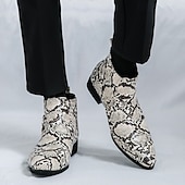 abordables Bottes de Costume-Bottines Chelsea à bout pointu en similicuir imprimé serpent pour homme – Chaussures de soirée, de scène et de soirée