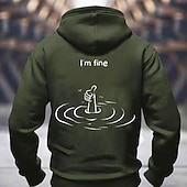abordables sweats à capuche 3d pour hommes-Hoodie graphique pour homme "Je vais bien" humour sarcastique pouces levés mode de vie à manches longues