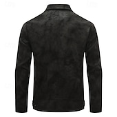 billige Faux suede jakker-Herre Lærjakker Imitert semsket jakke Feriereise Daglig Vindtett Hold Varm Lomme Høst Vinter عادي Mote Klassisk Knaphul Normal Svart Kakifarget Jakker