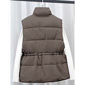 billige Vest-Dame Uformell jakke Bekvem Pustende Lomme Knapper Fritid عادي Feriereise Gate Avslappet Dagligdagstøy Enkeltkneppet Kort Høy krage Normal Ermeløs Yttertøy Svart Beige kaffe Vår Høst