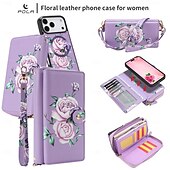 cheap iPhone Cases-Phone Case For iPhone 17 Pro Max 17 Air 16 15 14 Pro Max Plus 13 Pro Max Wallet Case Detachable Full Body Protective with Lanyard Retro Genuine Leather