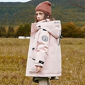 preiswerte Jungen Daunen- und Parkajacke-Kinder Unisex Daunenjacke Outdoorjacke Daunenjacke Oberbekleidung Einfarbig Tarnung Langarm WASSERDICHT warm halten Winddicht Mantel Outdoor Täglich Basic Schwarz Weiß Rosa Herbst Winter Ab 4 Jahren
