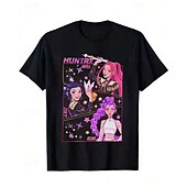 tanie 3D kreskówka dziewczyny-K-popowa koszulka z krótkim rękawem dla dziewcząt w modnym stylu anime z motywem łowcy demonów, wykonana w 100% z bawełny, oddychająca i wygodna, z nadrukiem, modna, na co dzień, ze słodkim wzorem i zabawną grafiką