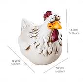 halpa Veistokset-hauska valkoinen kana-aitakoriste – söpö &amp;omituinen ilme puutarhakoriste, vedenpitävä hartsikanahahmo pihalle, terassille, maatilan aidan koristeluun
