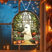 זול קישוטים לתלייה ושולחן של הלואין-קישוטי רפאים ויטראז&#039; דמויי אקריליק לליל כל הקדושים, לוכד שמש חמוד לקישוט ליל כל הקדושים, מתנת רוח רפאים חמודה לאוהבי ספרים, קישוט סתיו גותי לחלון, מתנות ליל כל הקדושים לנשים