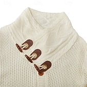 baratos suéter cardigã masculino-Homens Suéter Carregam Suéter de gola alta Estriado Tricotar lenço Listrado Gola Alta à moda Contemporâneo Moderno Dia a Dia Casual Roupa Inverno Preto Branco S M L