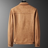 abordables Vestes en Suède Synthétique-Homme Veste en faux suède Veste Cargo Veste Décontractée Vacances Quotidien Avec Poches Printemps Automne Uni Mode Classique Revers Régulier Noir Marron Veste