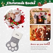 baratos Natal-Meia de Natal personalizada com pata de gato, meia longa de Natal com nome personalizado, sacola de presente de grande capacidade para festa de Natal, presente perfeito para o Natal &amp;celebrações de