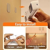 Lampe sous meuble, capteur magnétique intelligent sans perforation, lampes LED rechargeables, veilleuse magnétique sans fil à induction intelligente du corps humain pour cuisine, escaliers, abordables Éclairage d'armoire-Lampe sous meuble, capteur magnétique intelligent sans perforation, lampes LED rechargeables, veilleuse magnétique sans fil à induction intelligente du corps humain pour cuisine, escaliers,
