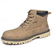 Недорогие Рабочие ботинки-Классические мужские рабочие ботинки для улицы – прочные ботинки на шнуровке с нескользящей подошвой и амортизирующей стелькой для строительства, сельского хозяйства и повседневной носки