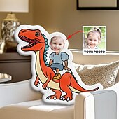 billige Personlige tekstiler-personlig ansiktspute med bilde, tilpassede barneputer med dinosaurridning, bursdagsgaver til gutter, morsom stygg pute, spesialformet pute, utstoppet dinosaur