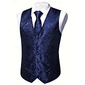 abordables Costumes de fête-gilet homme col V fête cachemire bordeaux bleu vert coupe ajustée