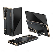 Недорогие Чехлы для Samsung-телефон Кейс для Назначение SSamsung Galaxy Z-образный сгиб 7 Z-сгиб 6 Z Fold 5 Z Fold 4 Кейс на заднюю панель и протектор экрана с ремешком на запястье Защита от удара Ретро Покрытие ПК