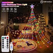 Χαμηλού Κόστους Τροφοδότηση με USB-1 τεμ. 3m-288 LED χριστουγεννιάτικα φώτα με αστέρια, εσωτερική και εξωτερική αυλή, φώτα δέντρου γάμου, φεστιβάλ, πάρτι, χρονοδιακόπτης 8 λειτουργιών, τηλεχειριστήριο, τροφοδοτικό USB