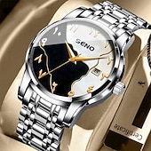 abordables Montres à quartz-Nouvelle montre d'affaires pour hommes avec bracelet en acier de haute qualité résistance à l'eau IPX7 calendrier mode décontractée montre de poignet sportive pour hommes