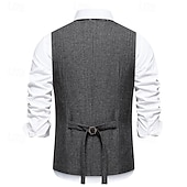preiswerte Herrenweste-Herren Weste Gilet Urlaub Party Geschäft Mode Lässig Frühling Herbst Tasche 2 in 1 Knöpfe Polyester Bequem Einfach Einreihig Ein-Knopf V Ausschnitt Normale Passform Wein Marineblau Dunkelgray Kaffee