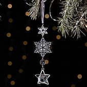 お買い得  装飾品-クリスマスクリスタル吊り下げオーナメント、透明アクリル製オーストリア産スノーフレーク、つらら&amp;amp;ティアドロップ型の装飾、ホリデーツリー用のシャンデリアペンダント&amp;amp;お祭りの照明
