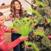 お買い得  装飾品-10/20個のクリスマス人工エルフ、人工グリーンリードと赤いボール付きフェスティバルギフトボックスセット、DIYクリスマスツリーの装飾に最適、独立したエルフの装飾、ホームデコレーション、クリスマスデコレーション