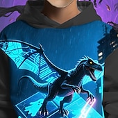 billiga Pojkes Halloween kostymer-Halloween Pojkar 3D Dinosaurie Spöke Huvtröja Långärmad Vår Höst Mode Streetwear Barn 4-12 år Huva Utomhus Ledigt Dagligen Normal