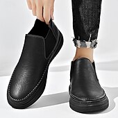 abordables Baskets-Baskets Chelsea grises à enfiler pour homme – Mocassins décontractés à tige basse avec empiècements latéraux élastiques pour un usage quotidien, les déplacements et les tenues décontractées