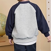 billiga Pojkars basebolljackor-Barn Unisex Baseballjackor Ytterkläder Färgblock Långärmad Ficka Komfort Mjukt Täcka Utomhus Bomull Mode Dagligen Vit Blå Grå Vår Höst 4 år +