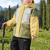 baratos Casacos de Exterior para Rapazes-Infantil Para Meninos Jaqueta de Trilha Jaqueta para atividades ao ar livre agasalhos Bloco de cor Manga Longa Zíper Bolsos Comfort IMPERMEÁVEL A prova de Vento Casaco Ao ar livre Moda Diário Verde