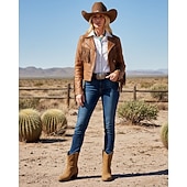 Недорогие Ботильоны-женские коричневые ботильоны из искусственной замши в стиле вестерн – ковбойские сапоги на низком каблуке в винтажном стиле для повседневных образов