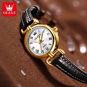 olcso Quartz órák-OLEVS 5645 új eredeti anyák napi ajándék nőknek kvarcóra klasszikus római skála hétköznapi óra bőr vízálló fénylő