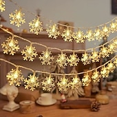 お買い得  ＬＥＤライトストリップ-クリスマス LED スノーフレーク エルク スター フェアリー ストリングライト 10/20/40LED 新年 ウェディング ガーランドライト 電池式 ホリデーパーティー 雰囲気 デコレーション