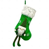 abordables Ornements-Bas de Noël à longues jambes, bas tricotés sans visage, vieux homme, bas décoratifs en tissu doux rouge et vert, idéal pour les fêtes de Noël et du Nouvel An