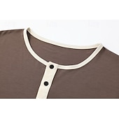 billige Casual T-skjorter for menn-Herre T skjorte Henly-skjorte T-skjorter Kortermet skjorte Kortermet Henley Sommer Vår Fargeblokk Mote Designer Grunnleggende Lapper Feriereise Gate Ut på byen Blå Svart Rosa Topp T-skjorte for menn