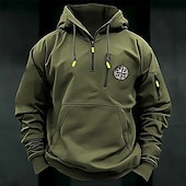 economico Felpa Tattica-Per uomo Felpa con cappuccio Felpa con cappuccio e zip corta Felpa con cappuccio tattica Nero Verde militare Borgogna Blu marino Blu Reale Con Cappuccio Semplice Cerniera Sport &amp; Outdoor Casuale