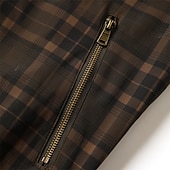 economico Giubbotti Casual-Per uomo Giubbotto bomber Giacca Casual Vacanza Quotidiano Caldo Tasca Autunno Inverno Plaid Moda Classico Collo alla coreana Regolare Verde scuro Verde militare Giacca