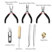 Недорогие искусство, ремесла и шитье-Набор инструментов для изготовления ювелирных изделий из 8 предметов, включая плоскогубцы, набор для самостоятельного ремонта бисера, включающий плоскогубцы с тонкими носами, кусачки, пинцет, ножницы
