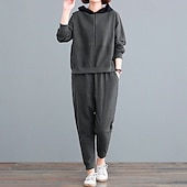 economico Tute da ginnastica-Per donna Felpe con cappuccio da salotto Tute in pile con tasca Tinta unita Completo Abbigliamento Autunno &amp; Inverno Nero Rosso Palestra All&#039;aperto Corsa Antivento Caldo Manica Lunga Sport