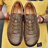 cheap Casual Lace-Up Shoes-Men's Brown Lace-Up Casual Shoes with Stitched Detailing, Comfortable Design for Daily Wear, Outdoor Adventures and Weekend Getaways